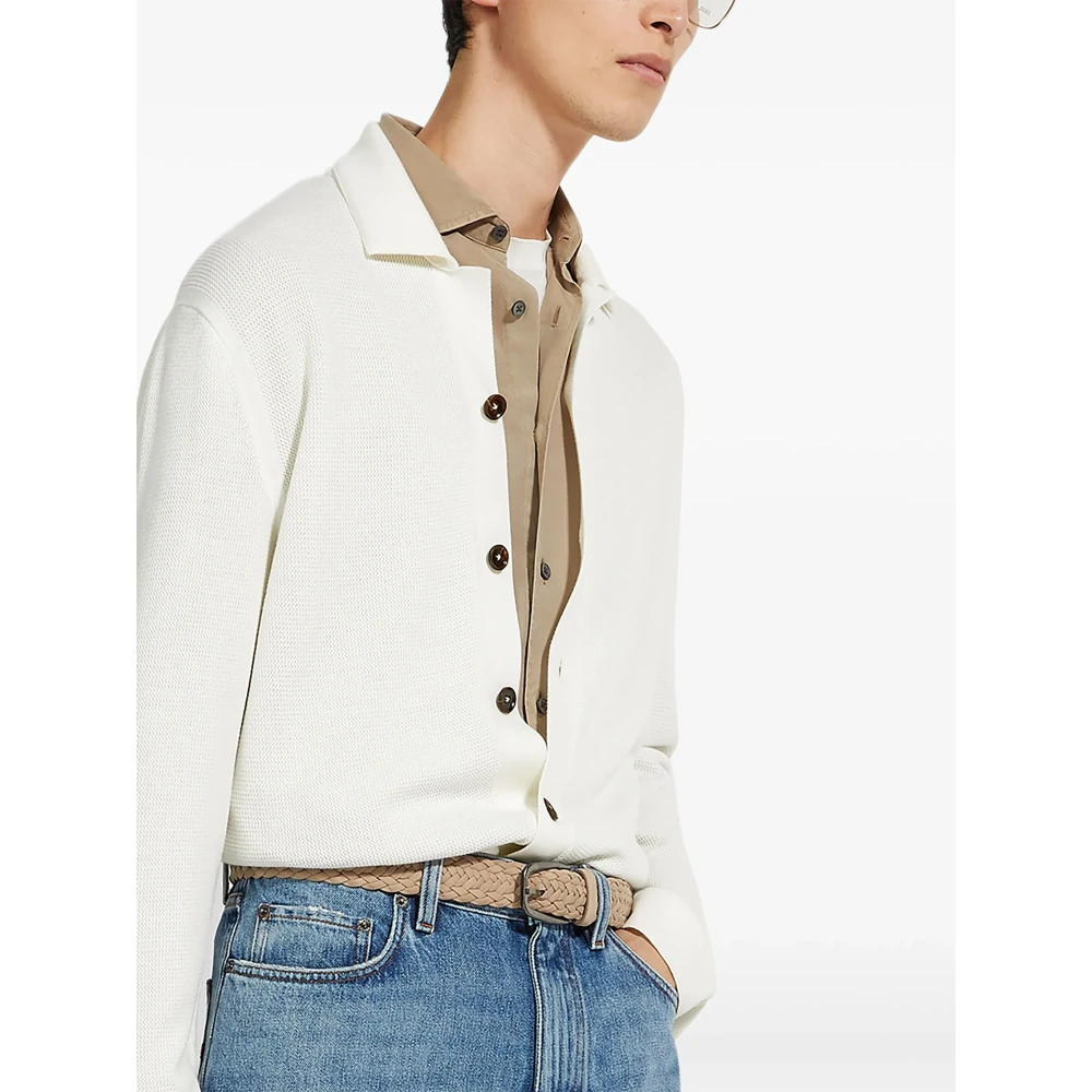 Z Zegna Witte Wollen Trui Overhemdkraag White Heren