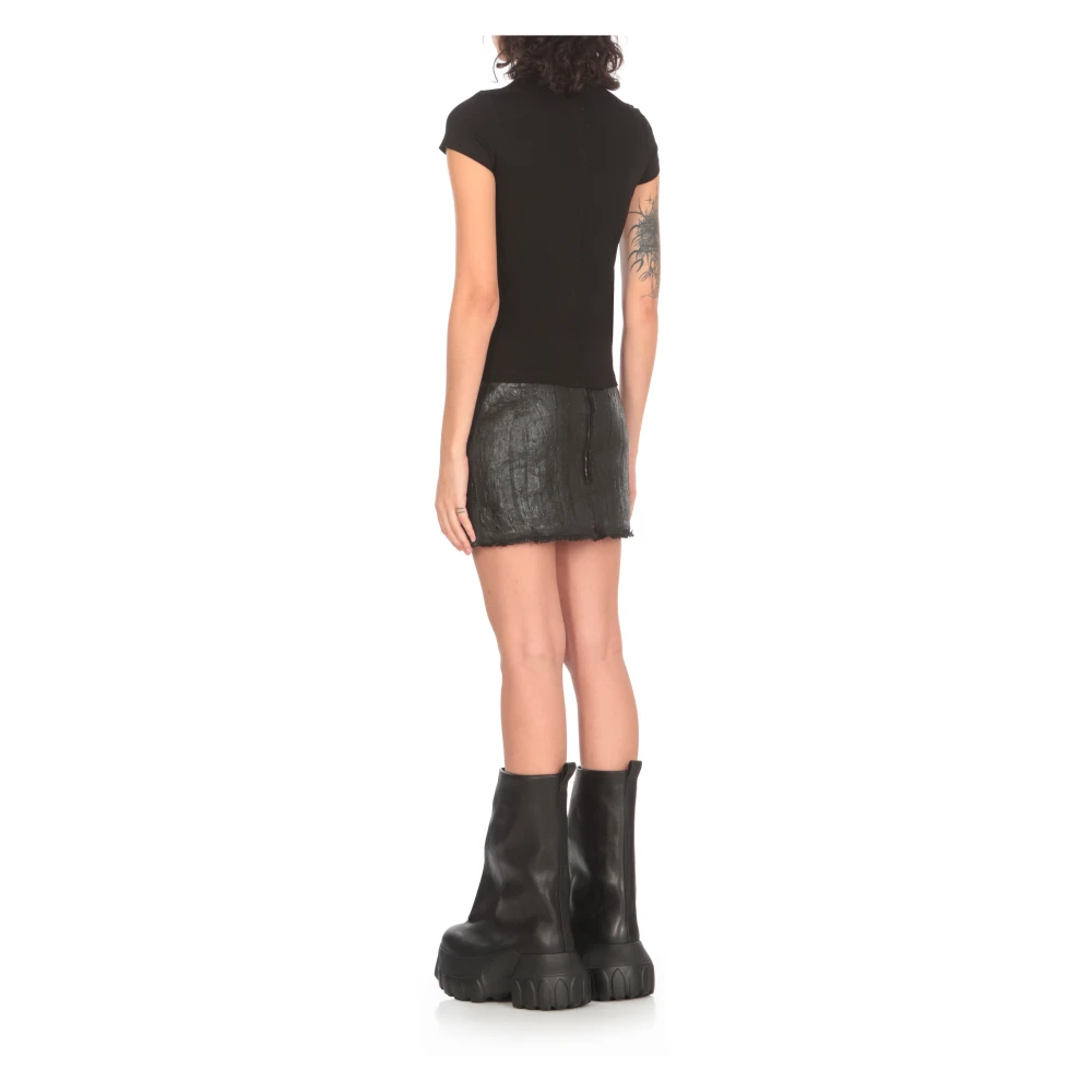 Rick Owens Zwarte Katoenen T-shirt met Reliëfpatroon Black Dames