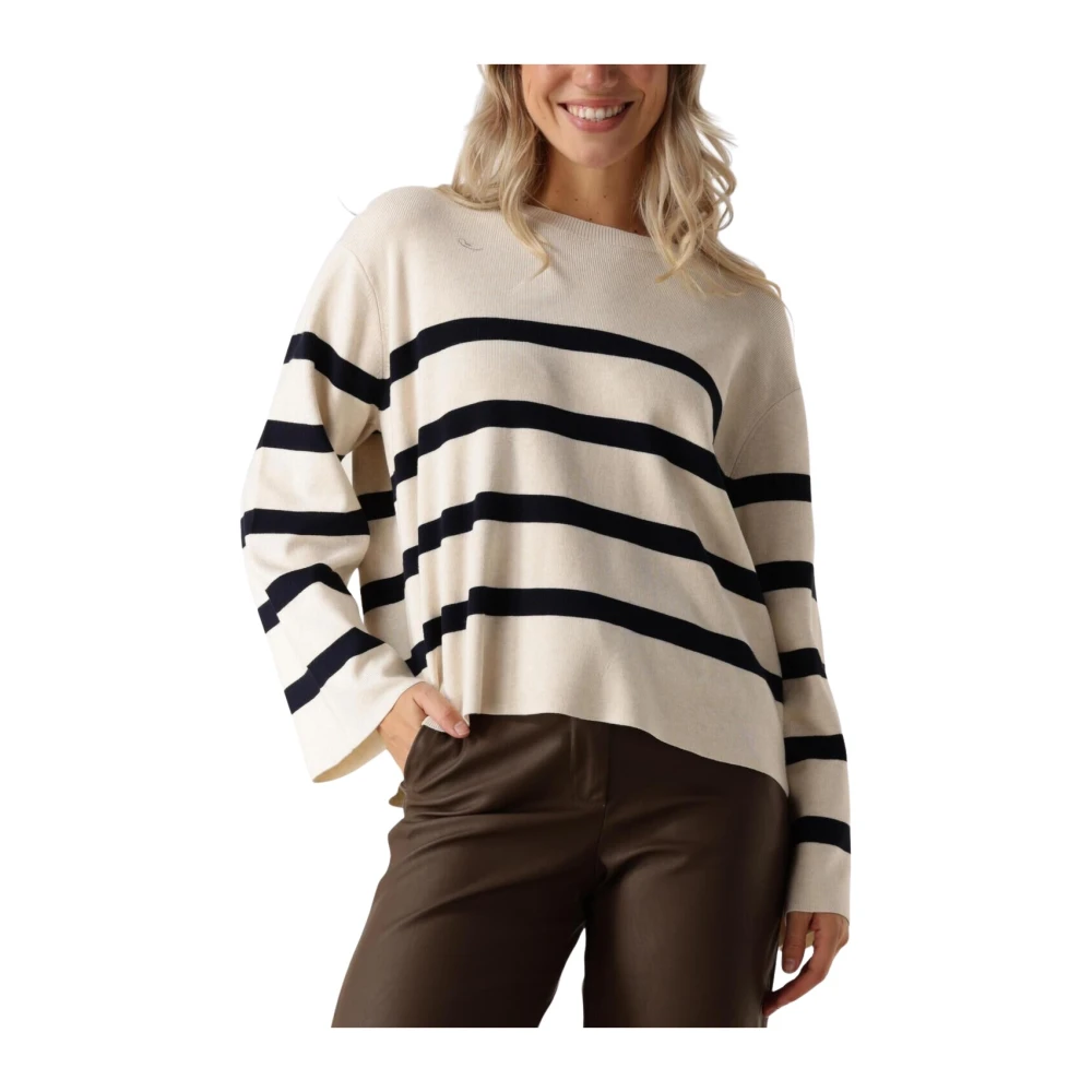Summum Woman Gestreepte Trui Zachte Viscose Polyamide Gebreid White Dames