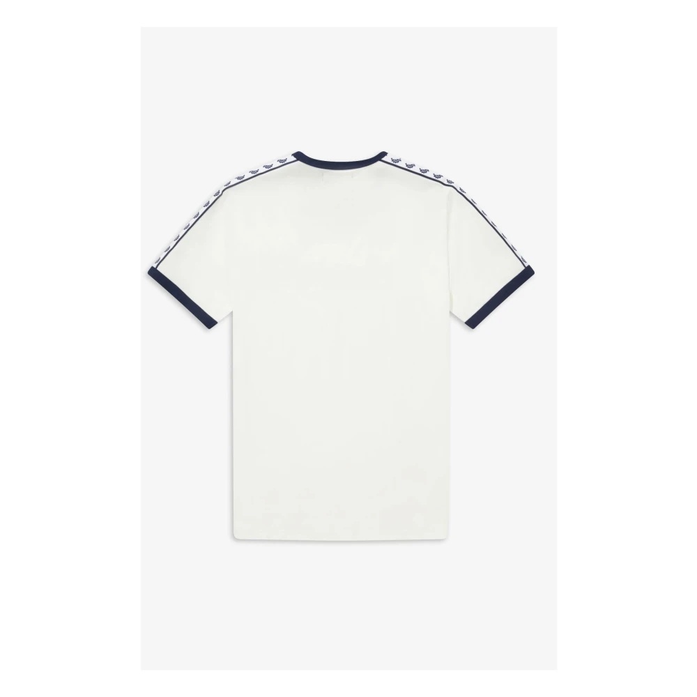 Fred Perry Ringer T-shirt geïnspireerd door de jaren 90 met Laurel Crown Tape White Heren