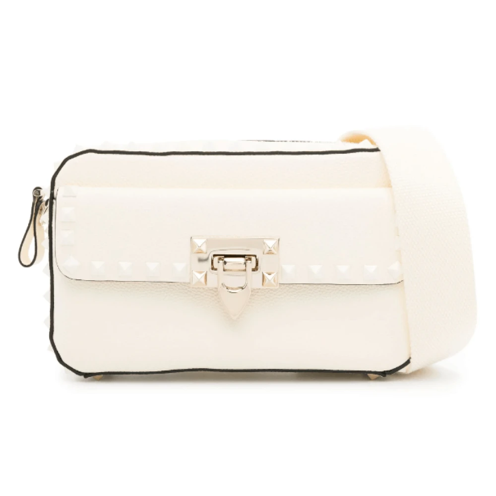 Valentino Kornigt läder crossbody väska med Rockstud dekoration White, Dam