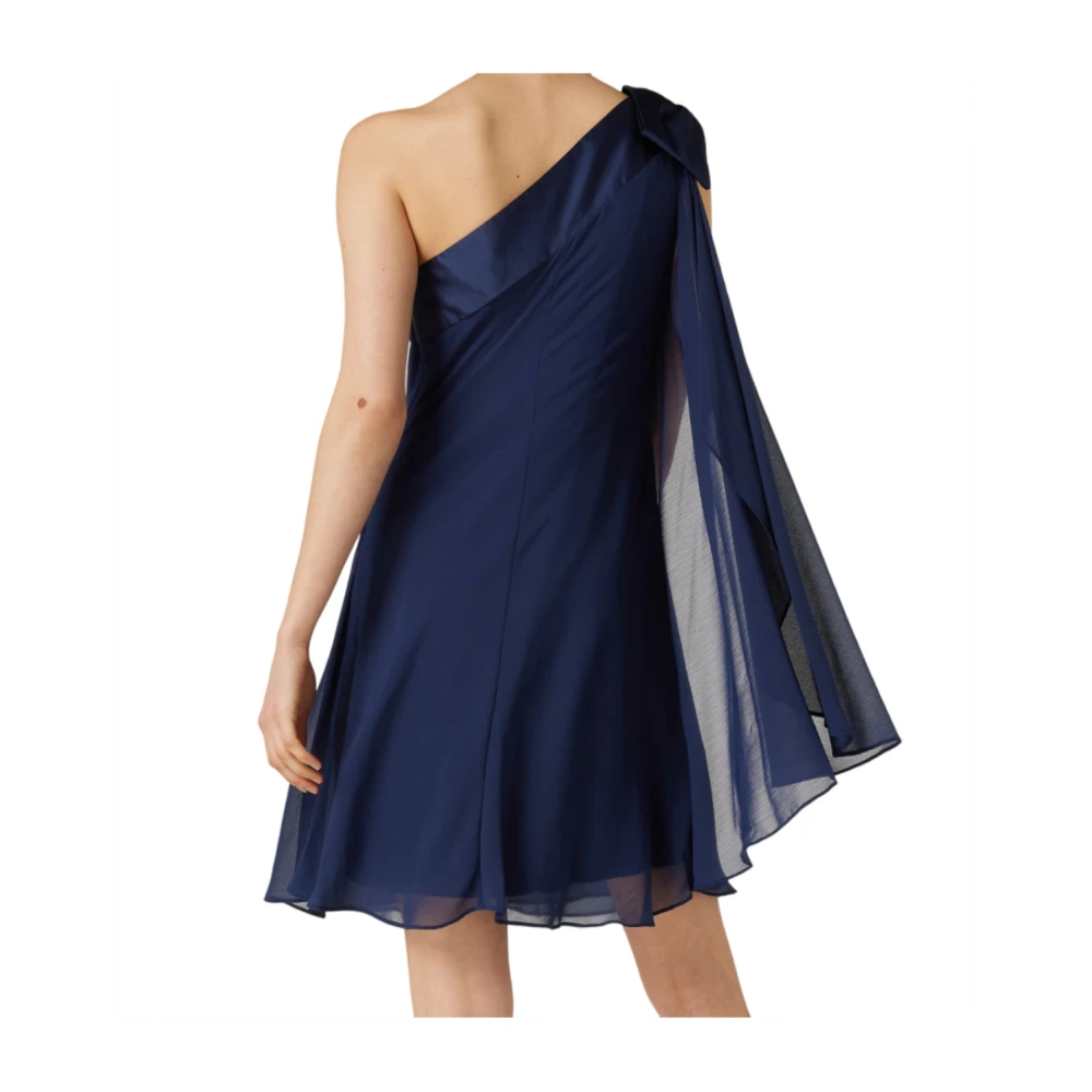 Ralph Lauren One-Shoulder Jurk met Blauwe Strik Blue Dames