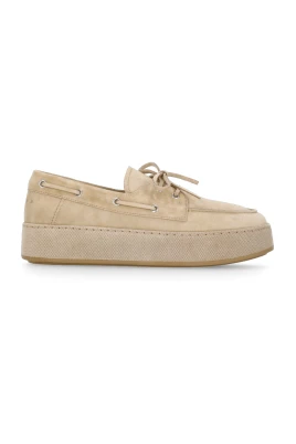 Beige Mocka Loafers med Gummisula