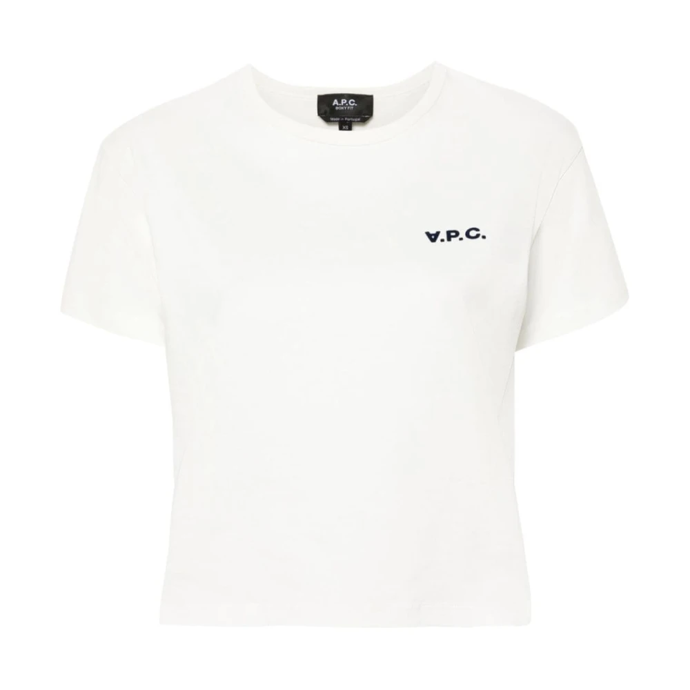 A.p.c. Off-White Logo Crew Neck T-shirt White Dames