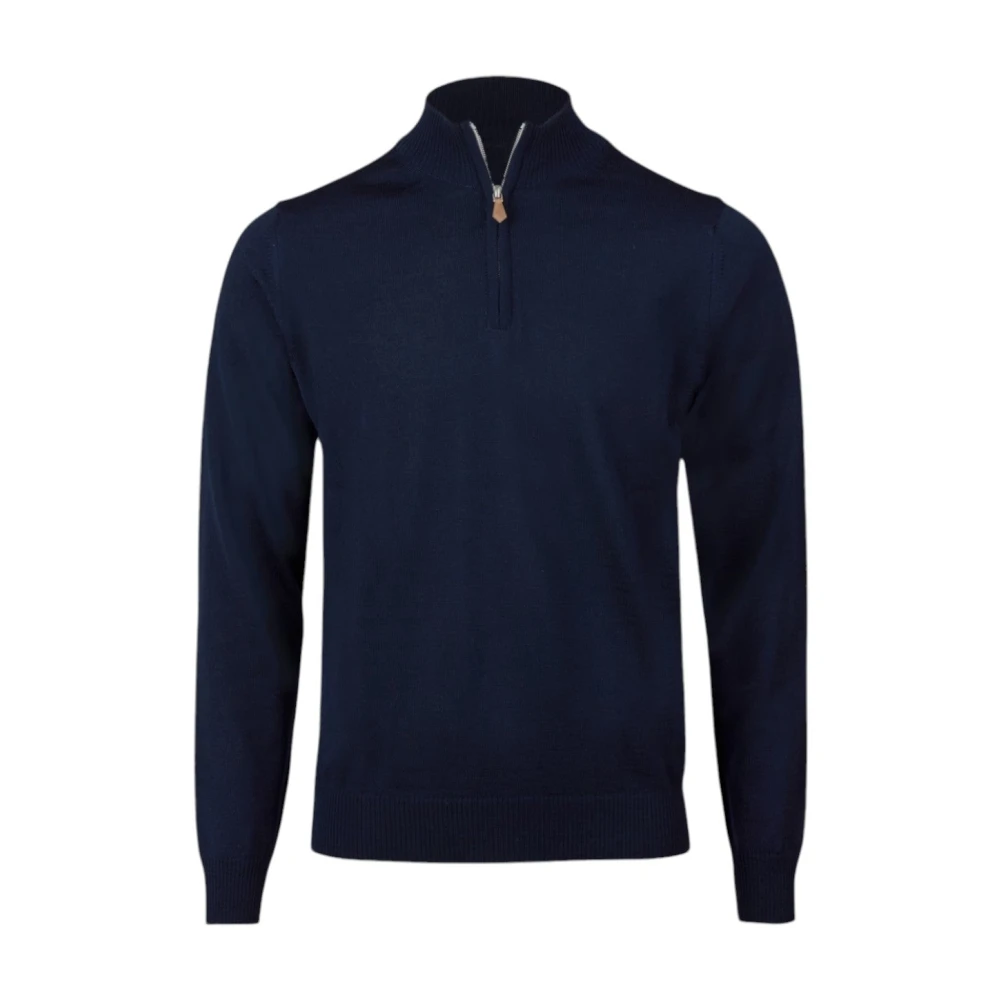 Stenströms Klassieke Merinowol Half Zip Sweater Blue Heren