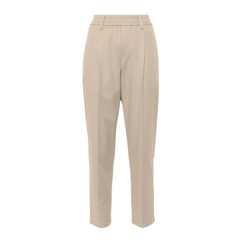 BRUNELLO CUCINELLI Beige Stretch Katoen Drill Broek Beige Dames