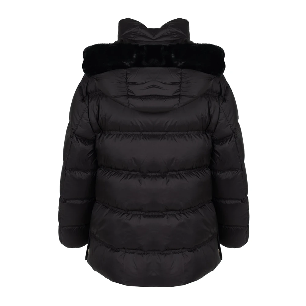Geox Korte Gewatteerde Jas met Afneembare Capuchon Black Dames