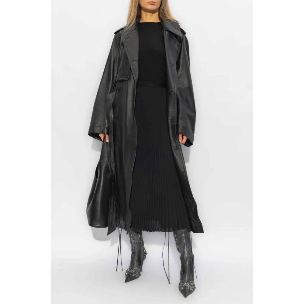 Balenciaga Leren Trenchcoat Black Dames