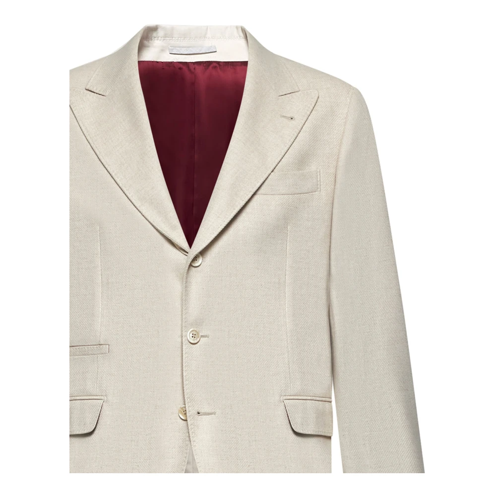 BRUNELLO CUCINELLI Beige Wollen Blend Blazer Jas Beige Heren