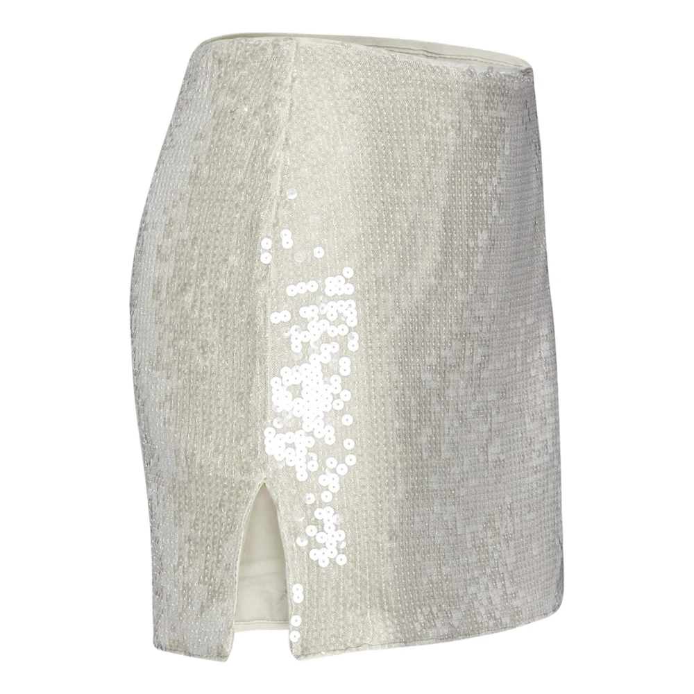 Rotate Birger Christensen Paillet Geborduurde Mini Rok Wit White Dames