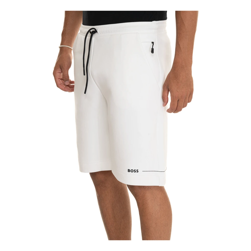 Boss Stretchstof trekkoord shorts met zakken White Heren