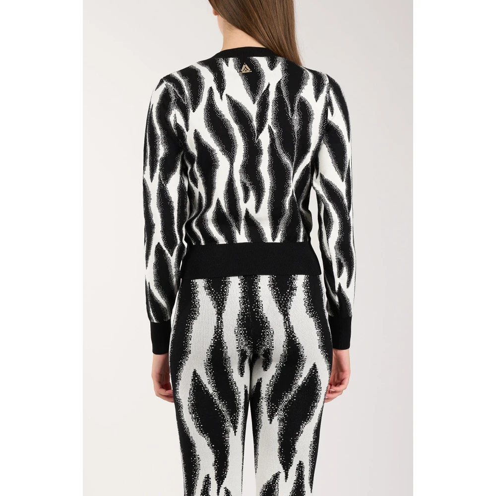 Akep Animal Print Cropped Viscose Top White Dames