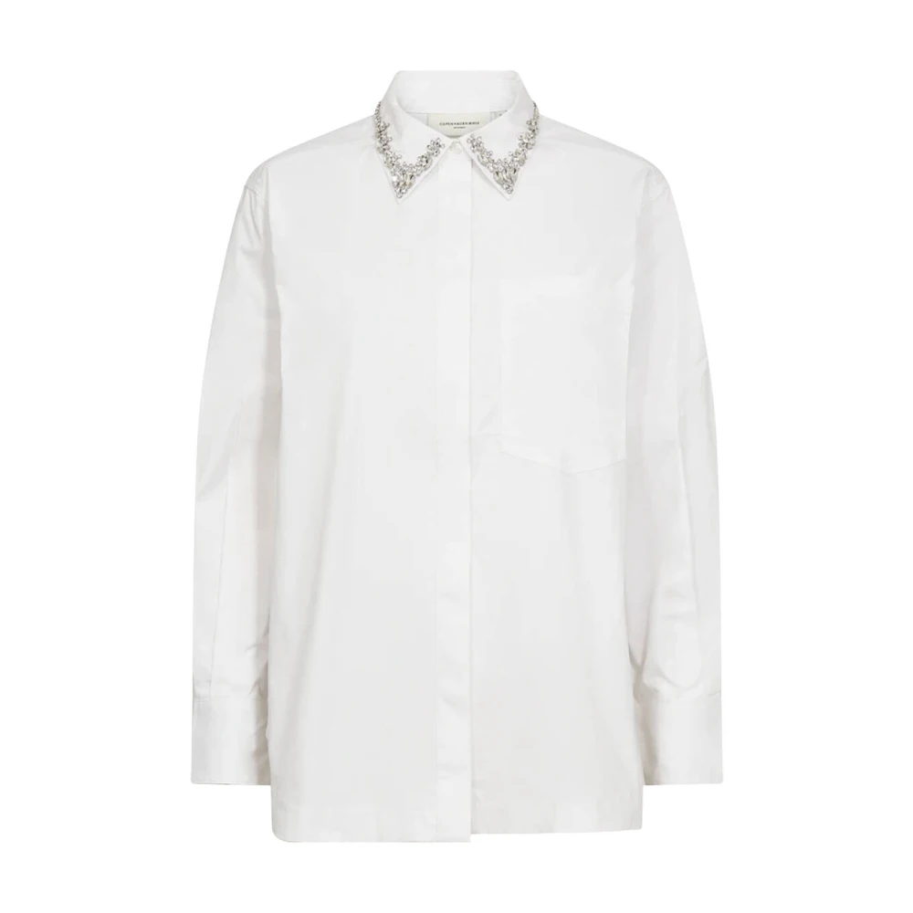 Copenhagen Muse Elegante Muse Blouse met Lange Mouwen White Dames