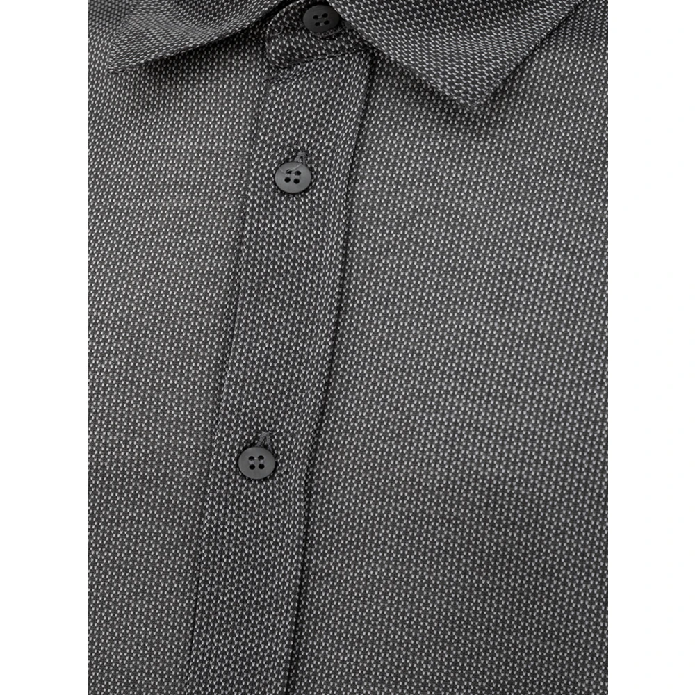 Canali Lange Mouw Grijze Katoenen Overhemd Gray Heren