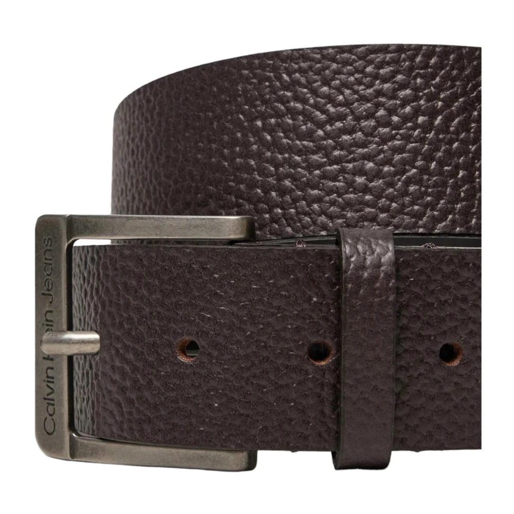 Calvin Klein Bruine leren riem met gespsluiting Brown Heren
