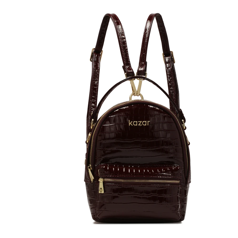 Kazar Maroon reliëflederen 2-in-1 rugzak Brown Dames