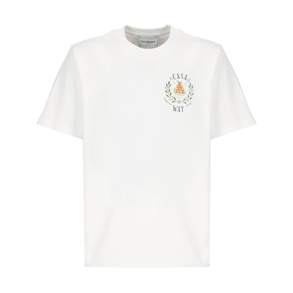 Casablanca Vit Bomullst-shirt med Kontrasterande Tryck White, Herr