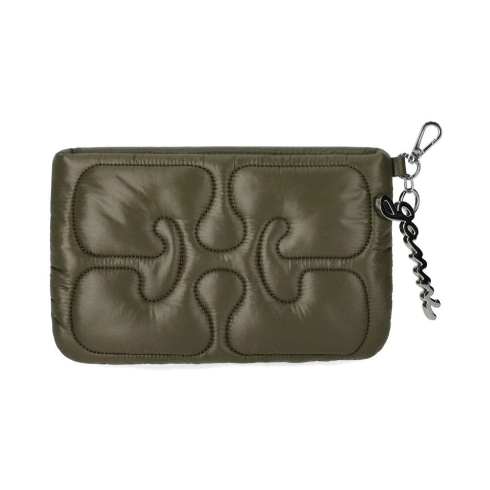 Ganni Women's Green Wallets & Cardholders, One Size, Quilted Re-Tech Pouch