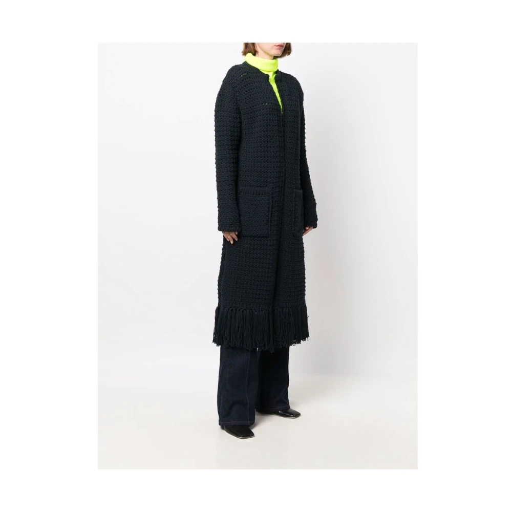 Antonino Valenti Donkerblauwe Chunky-Gebreide Rande Cardi-Jas Blue Dames