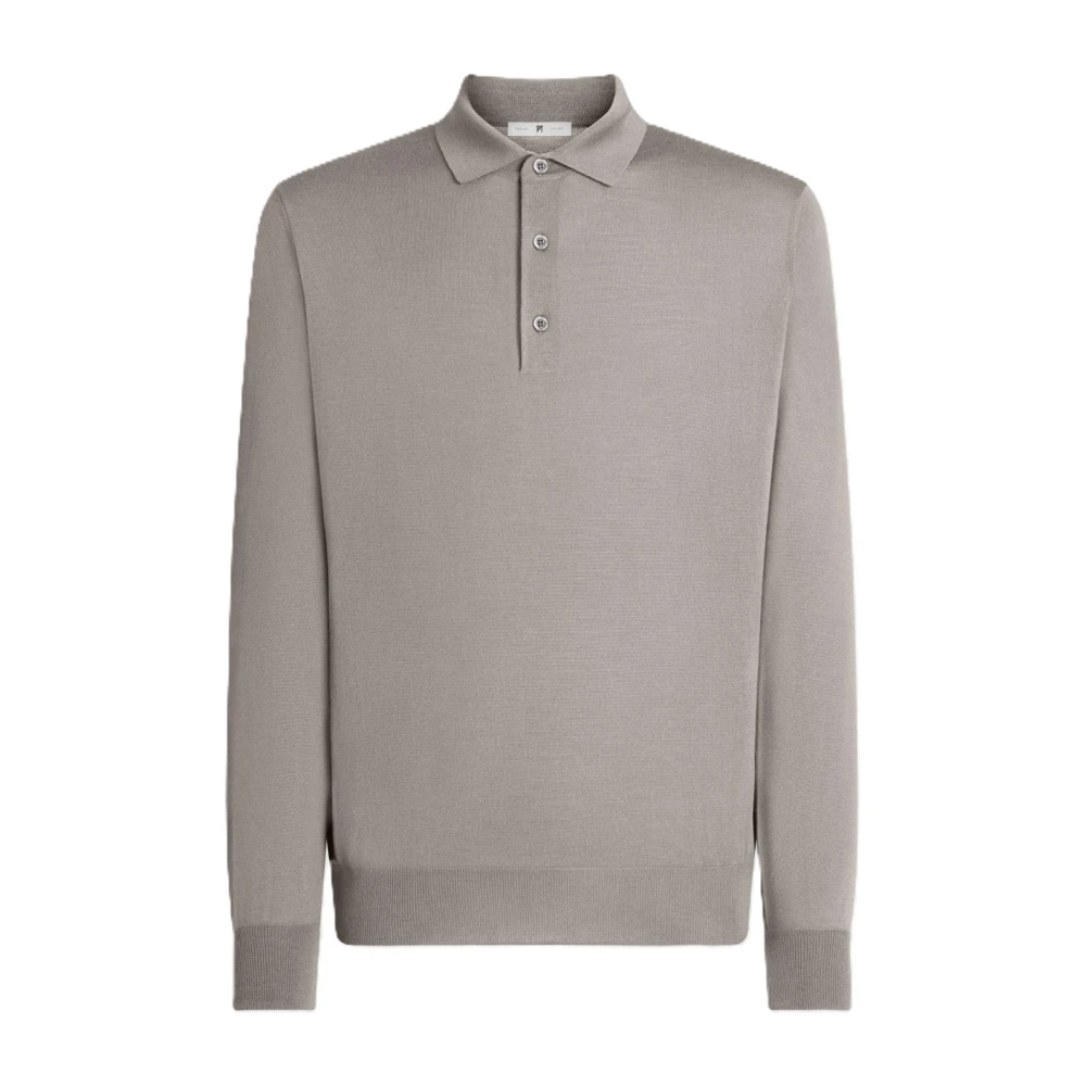 PT Torino Grijze Polo met Lange Mouwen Gray Heren