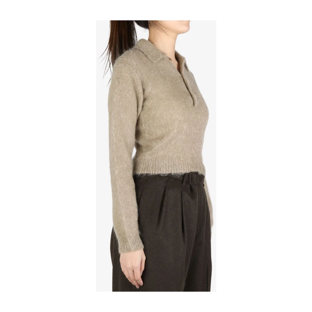Auralee Geborsteld Effect Poloshirt Grijs Gray Dames
