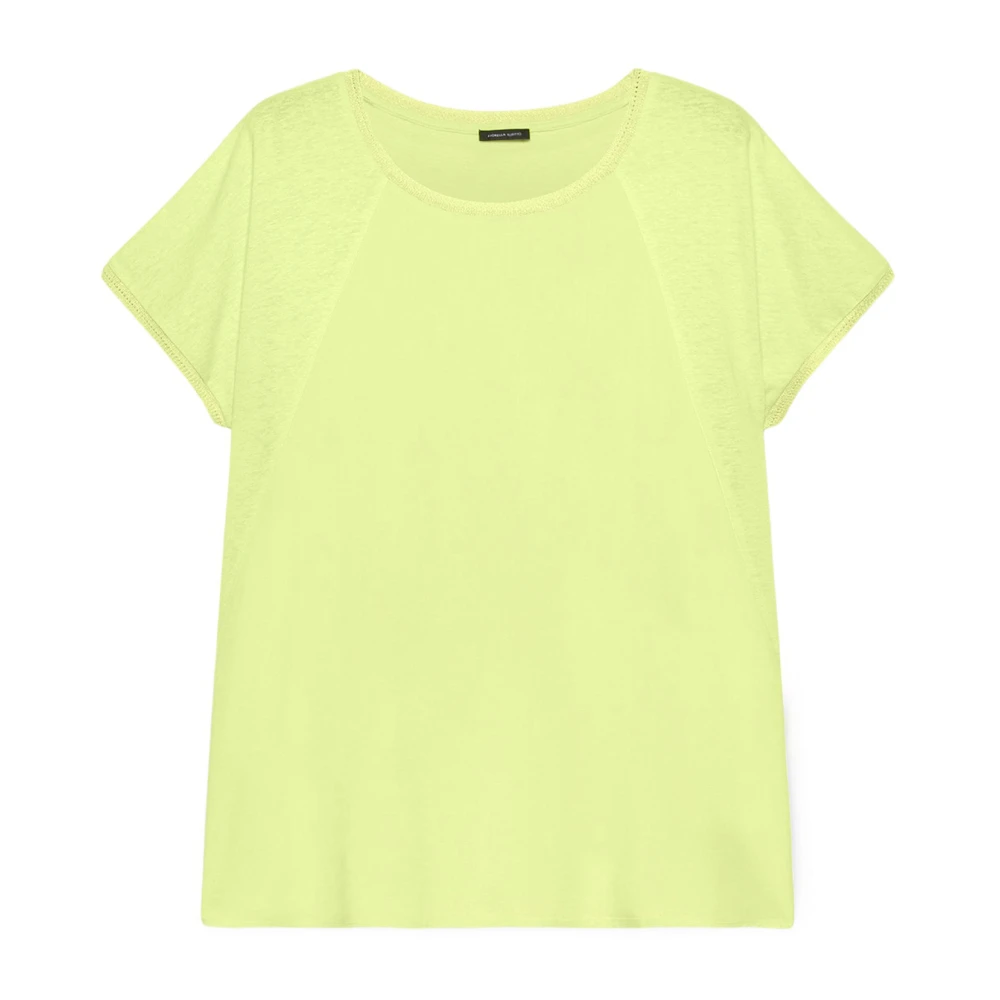 Fiorella Rubino T-shirt met Lurex-boorden en twee stoffen Yellow Dames