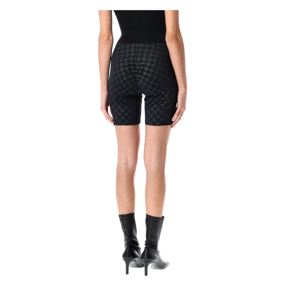 Misbhv Monogram Biker Shorts met Mesh Panelen Black Dames