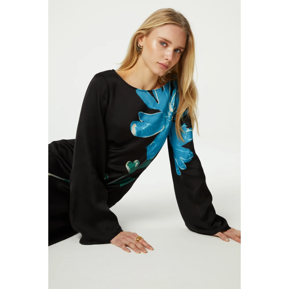 Fabienne Chapot Bloemenprint Midi Jurk Black Dames
