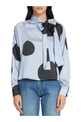 Blå Polka Dot Oversized Blus
