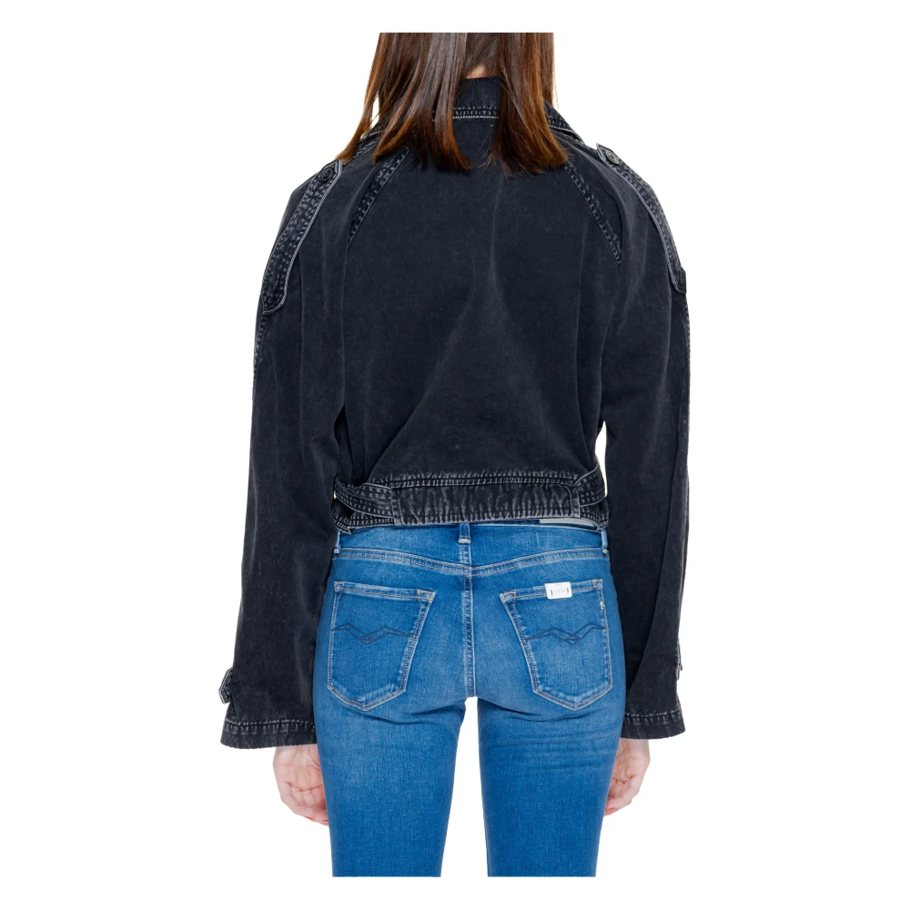 Only Zwarte Katoenen Blazer met Knoopsluiting Black Dames