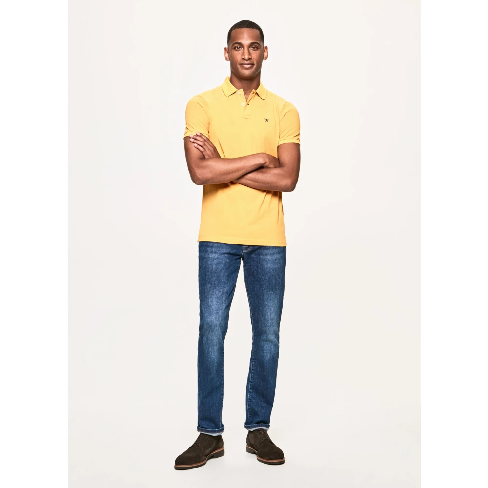 Hackett Gele Slim Fit Logo Polo Shirt Yellow Heren