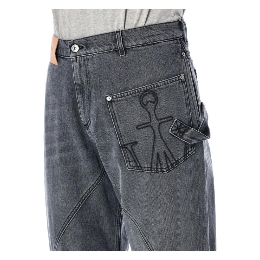 JW Anderson Grijze Twisted Workwear Denim Jeans Gray Heren