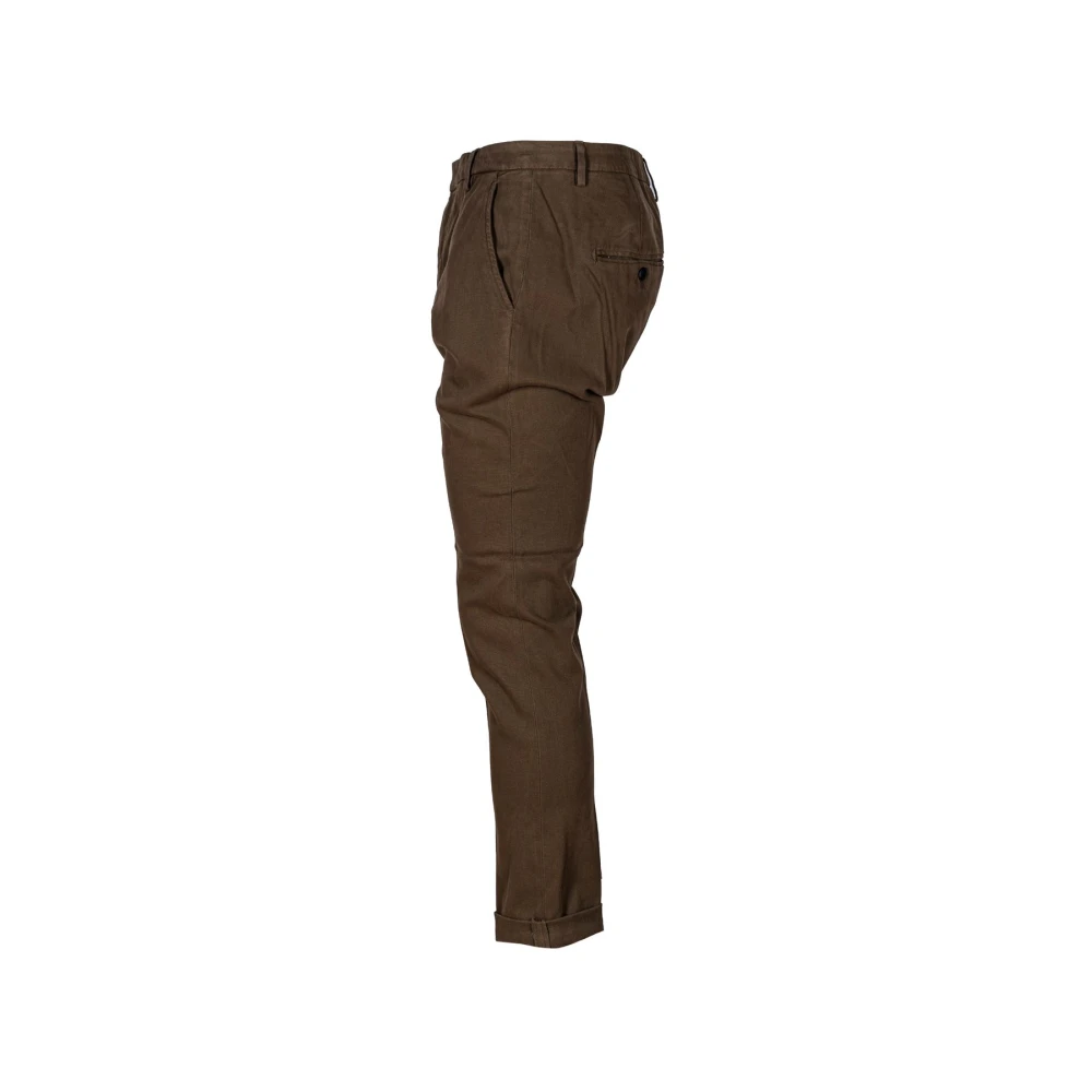 Dondup Slim Fit Katoenen Chino Broek Brown Heren