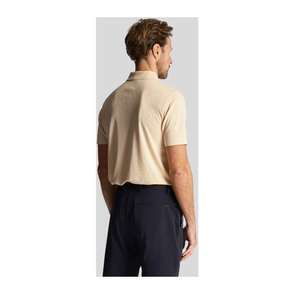 Lyle & Scott Monogram Jacquard Polo Shirt Beige Heren