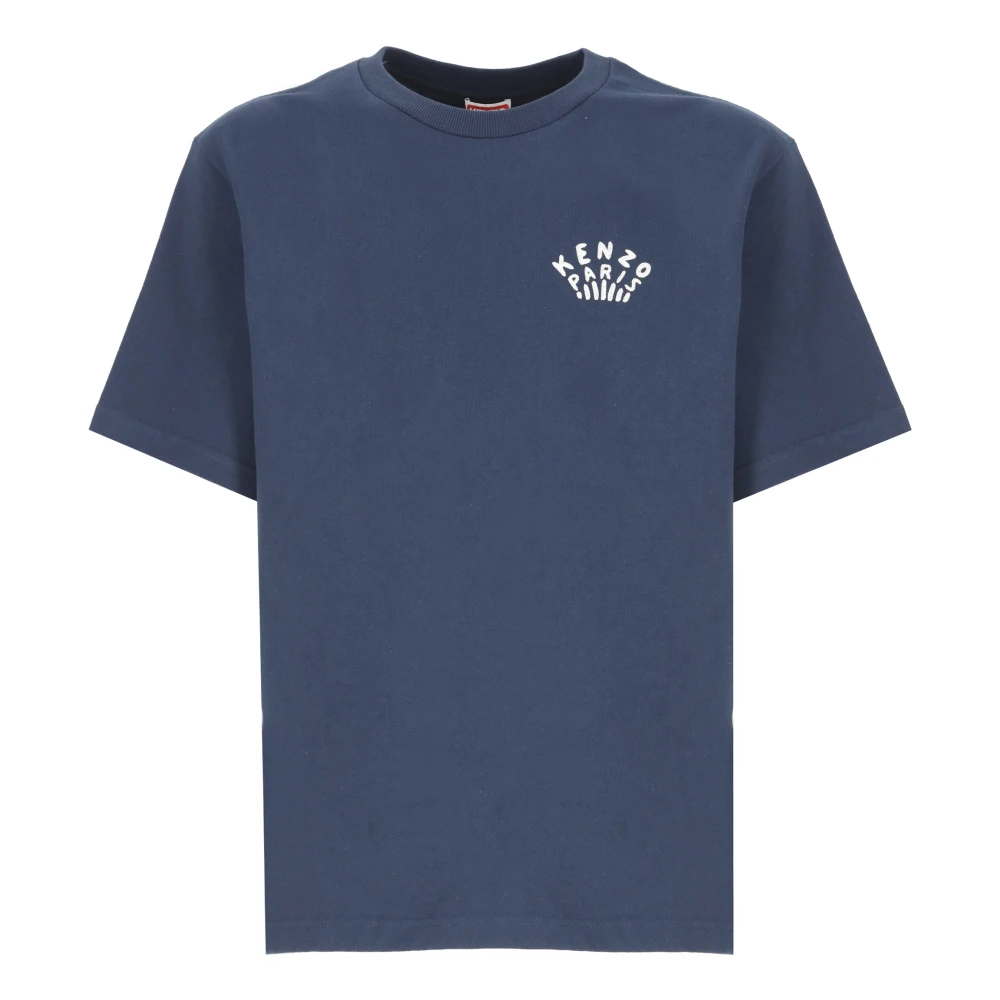 Kenzo Blauw Katoenen T-shirt met Geborduurd Logo Blue Heren