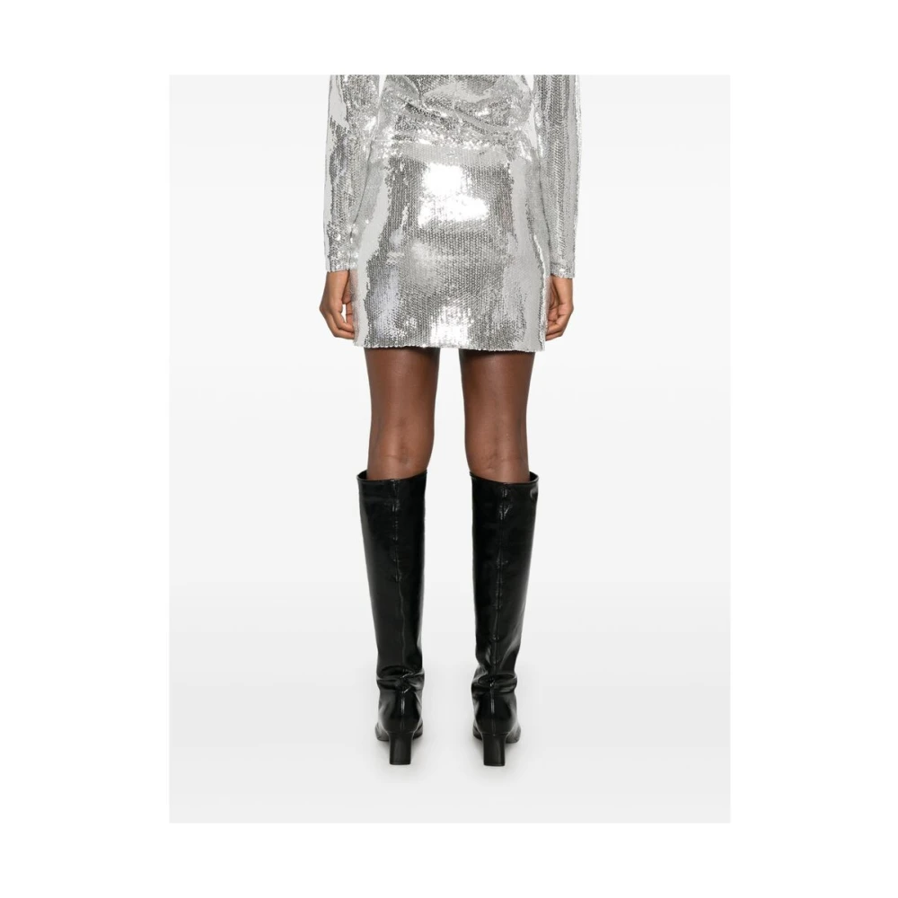 Rotate Birger Christensen Sequin Mesh Mini Rok Gray Dames