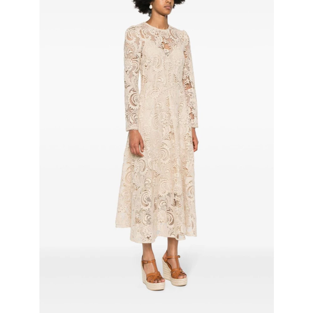 Zimmermann Elegante Kant Midi Jurk Beige Dames