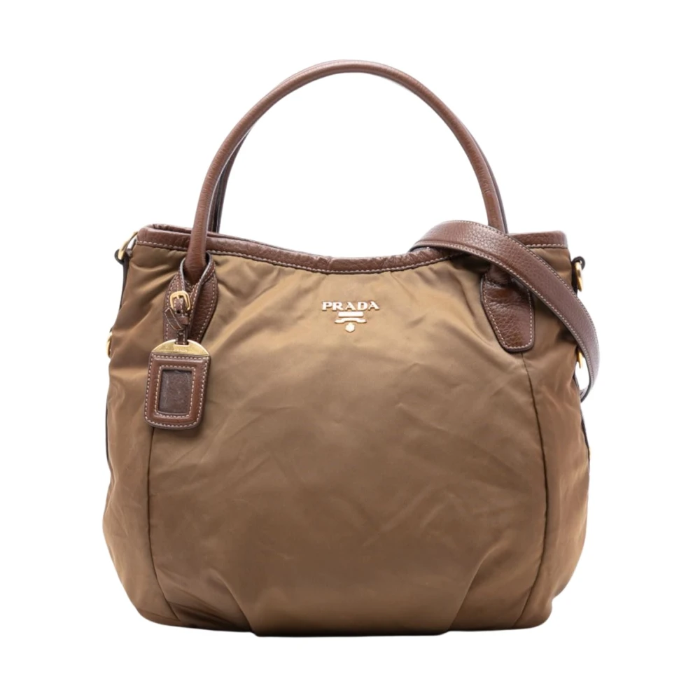 Prada Vintage Women's Brown Pre-Owned Vintage Tessuto Shoulder Bag