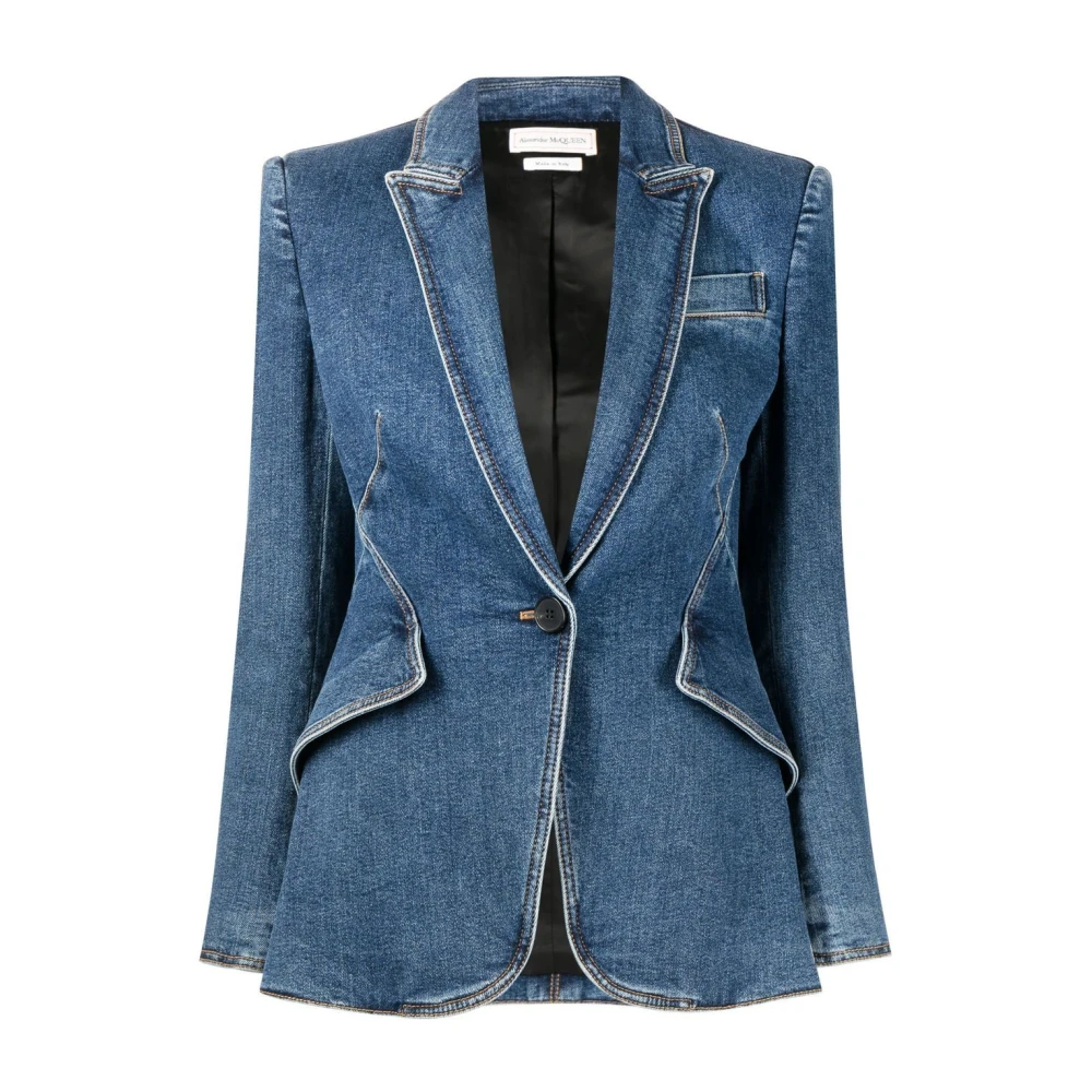 Alexander mcqueen Blauwe Denim Blazer Jas Blue Dames