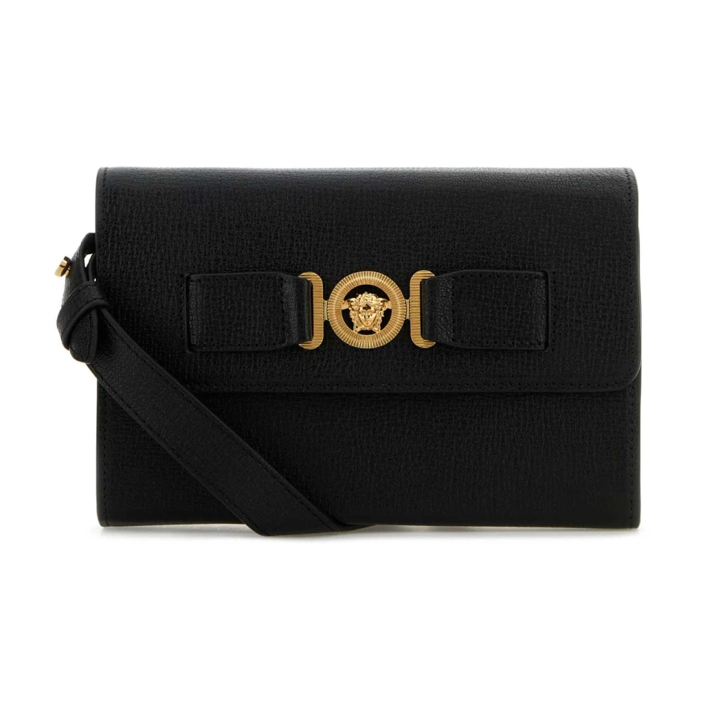 Versace Zwarte Leren Schoudertas met Medusa Hoofd Motief Black Heren