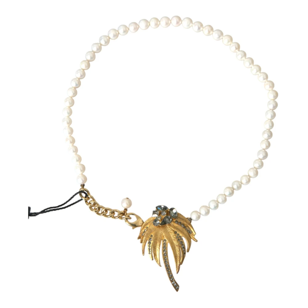 Dolce & Gabbana Women's Yellow Crystal Pearl Tree Pendant Charm Necklace