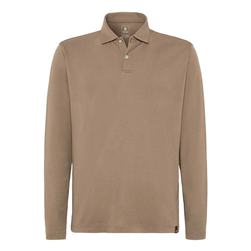 Boggi Milano Poloshirt van hoogwaardige jersey van katoenmix Brown Heren