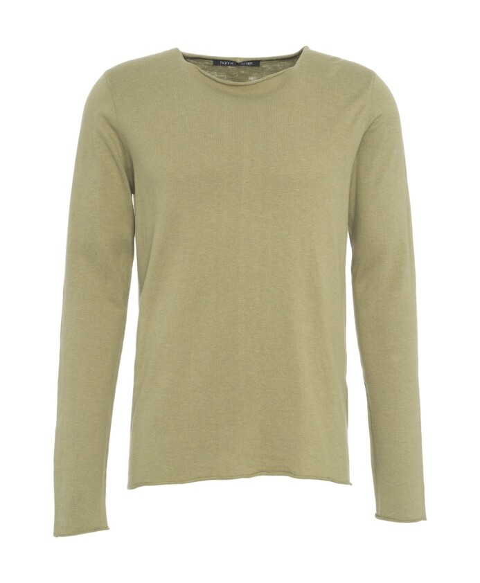 pull-en-tricot-vert-a-col-rond