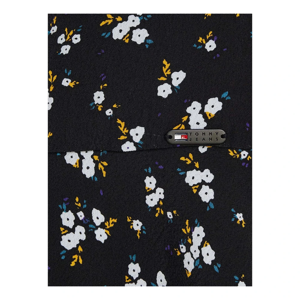 Tommy Jeans Bloemen Ruche Jurk Black Dames