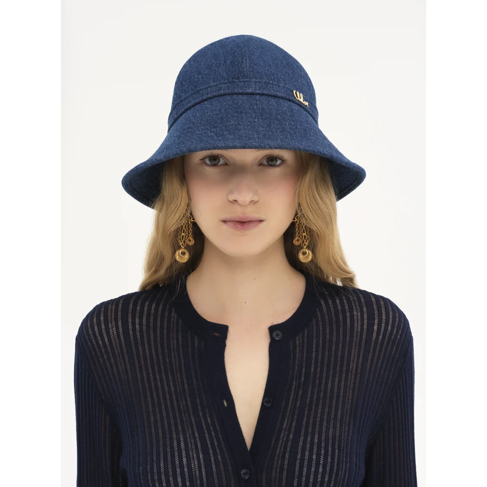 Chloé Denim emmerhoed met gouden detail Blue Dames