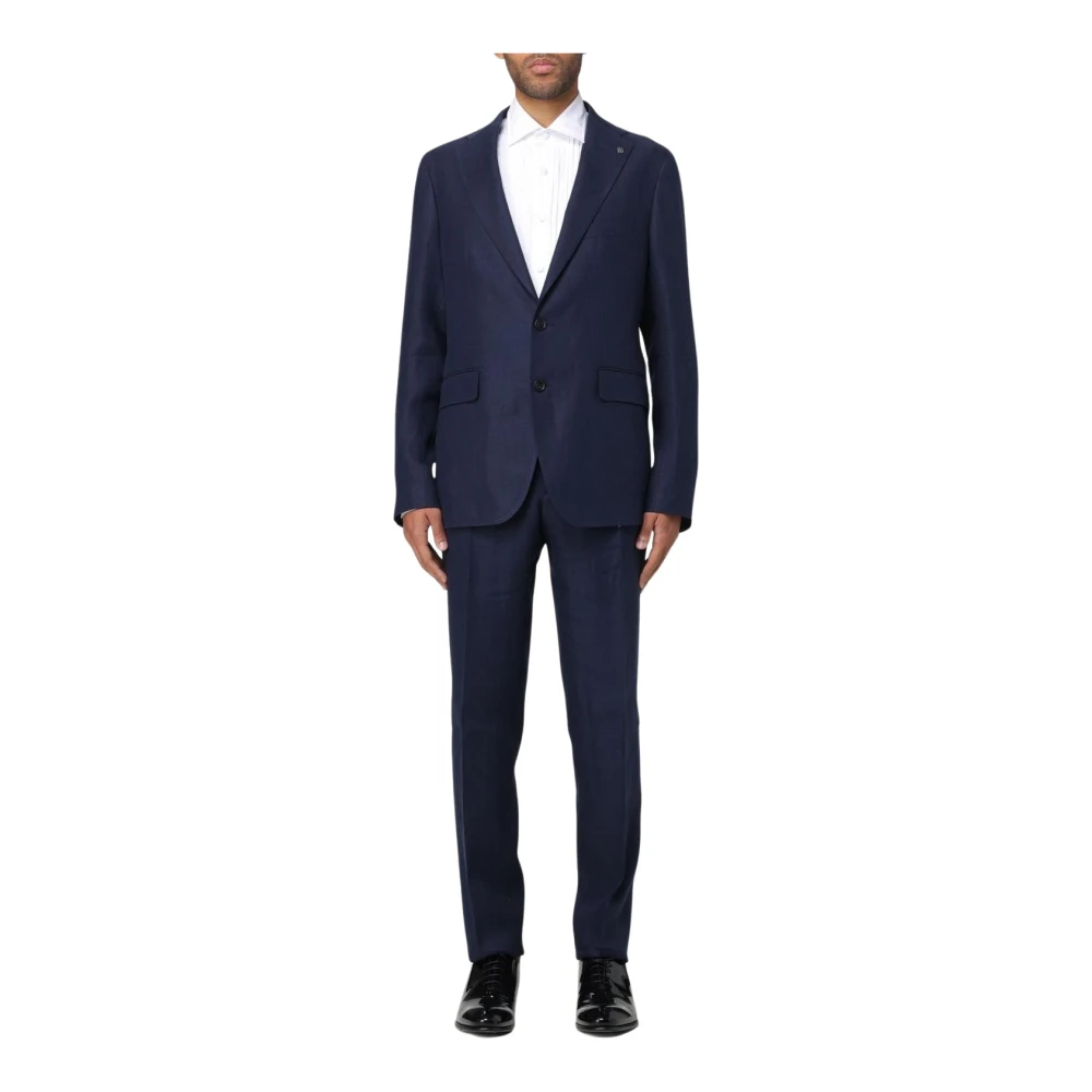 Tagliatore Men's Blue Single Breasted Suits, L, Tailored Twopiece Suit
