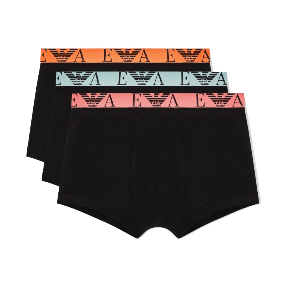 Emporio Armani Svart Trepack Med Boxershorts Med Djärv Monogramlogga
