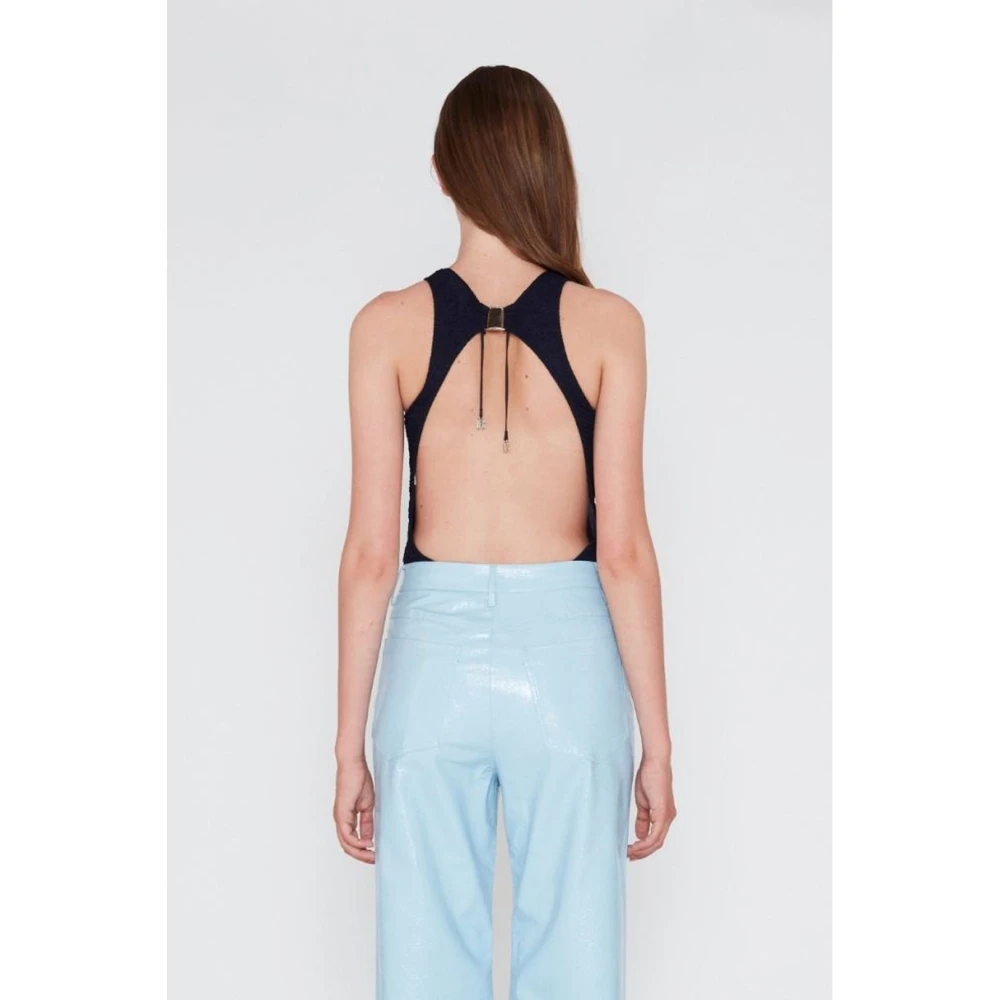 Rotate Birger Christensen Donkerblauwe Body met Open Rug Blue Dames