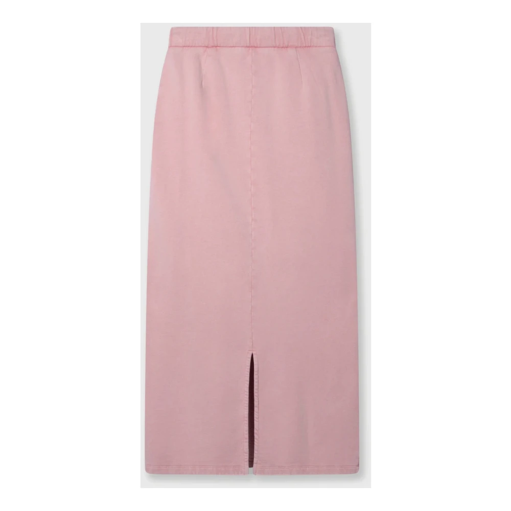 10Days Geborstelde katoenen midi-rok met elastische taille Pink Dames