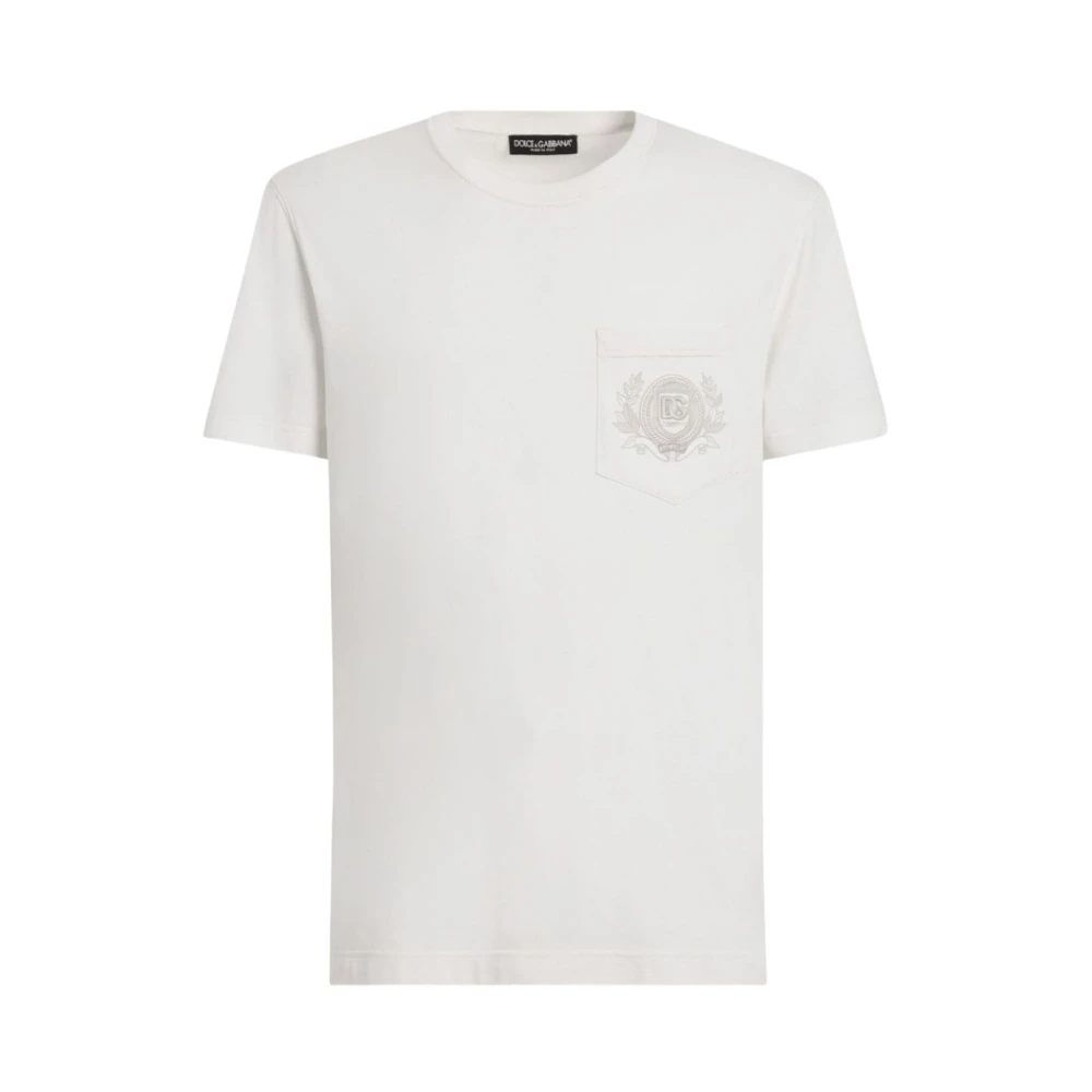 Dolce & Gabbana Men's White T-Shirts, S, Embroidered Logo T-Shirt